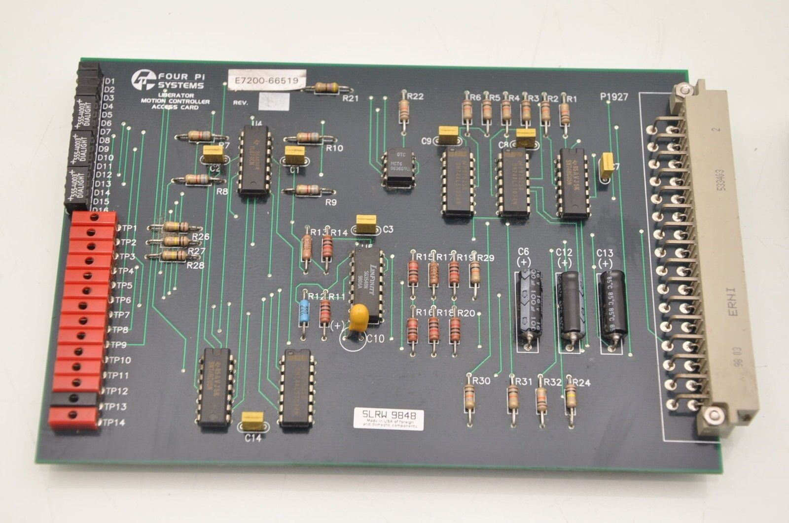 HP Four Pi Sytems Liberator Motion Controller Access Card E7200-66519 SLRW 9848