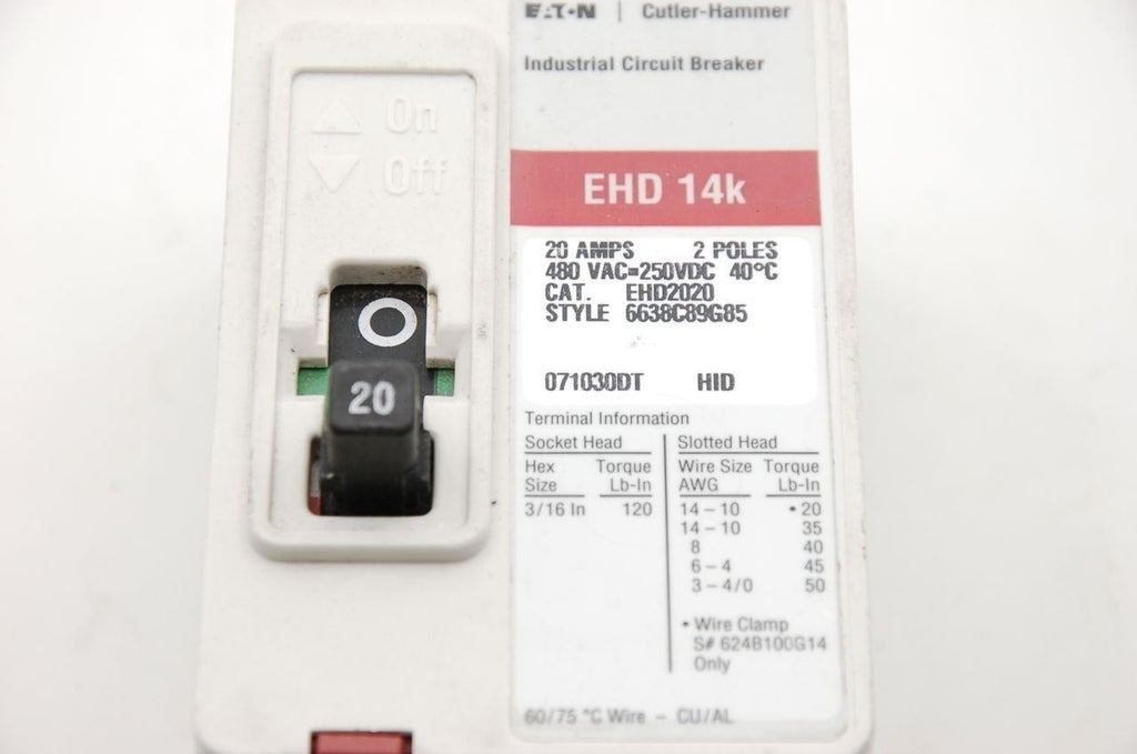 Cutler Hammer EHD 14KK Circuit Breaker 80 AMP 2 Pole EHD2020 480VAC-250VDC