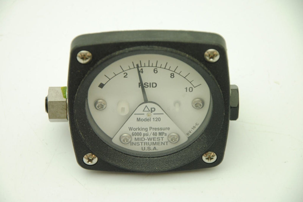 Mid-West Instrument 120AA-00-OO, Differential Pressure Gauge, 0-10 PSID