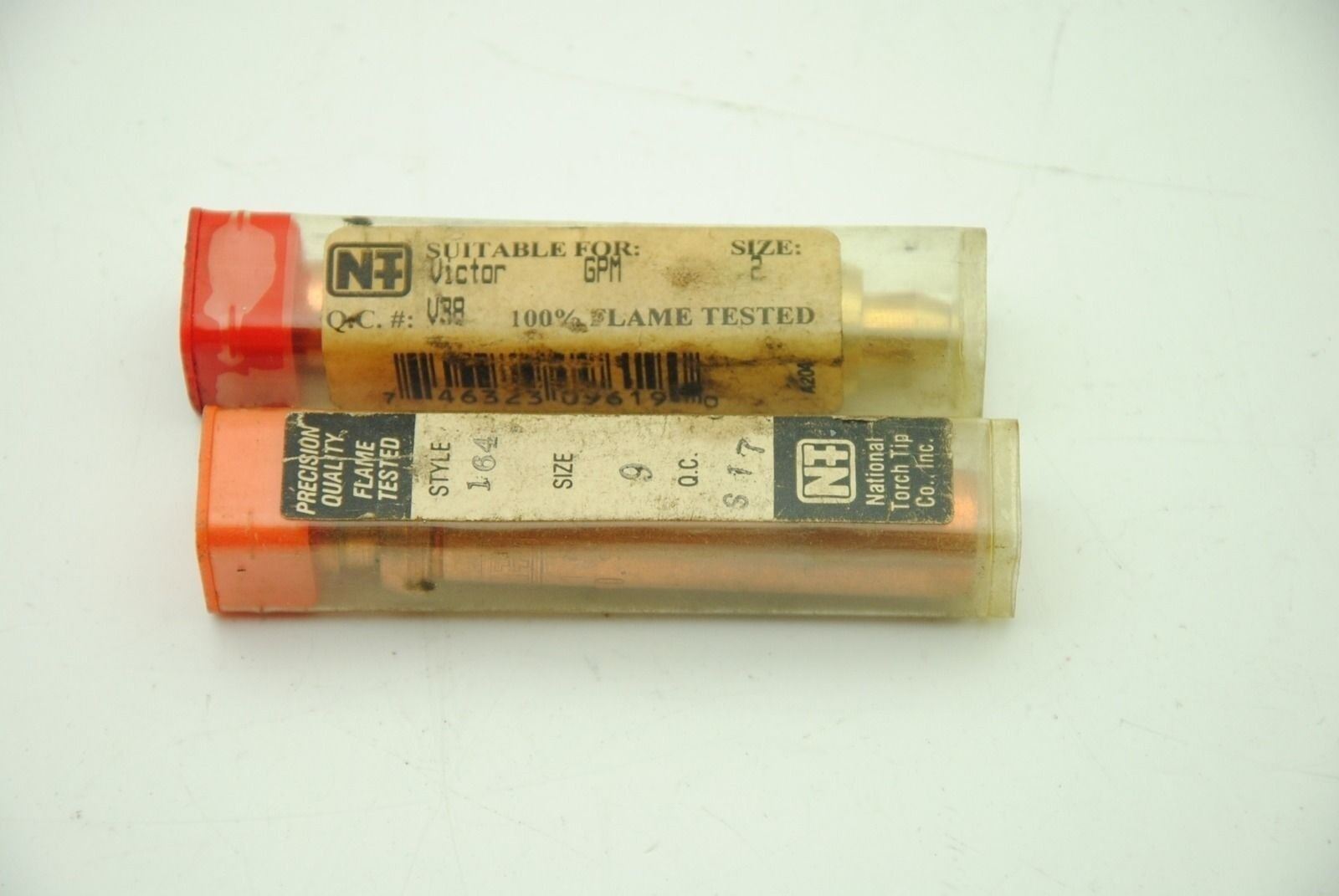 NATIONAL TORCH TIP CO. Lot of 2 Cutting Torch Tips, GPM Sz. 2 and 164 Sz. 9, New