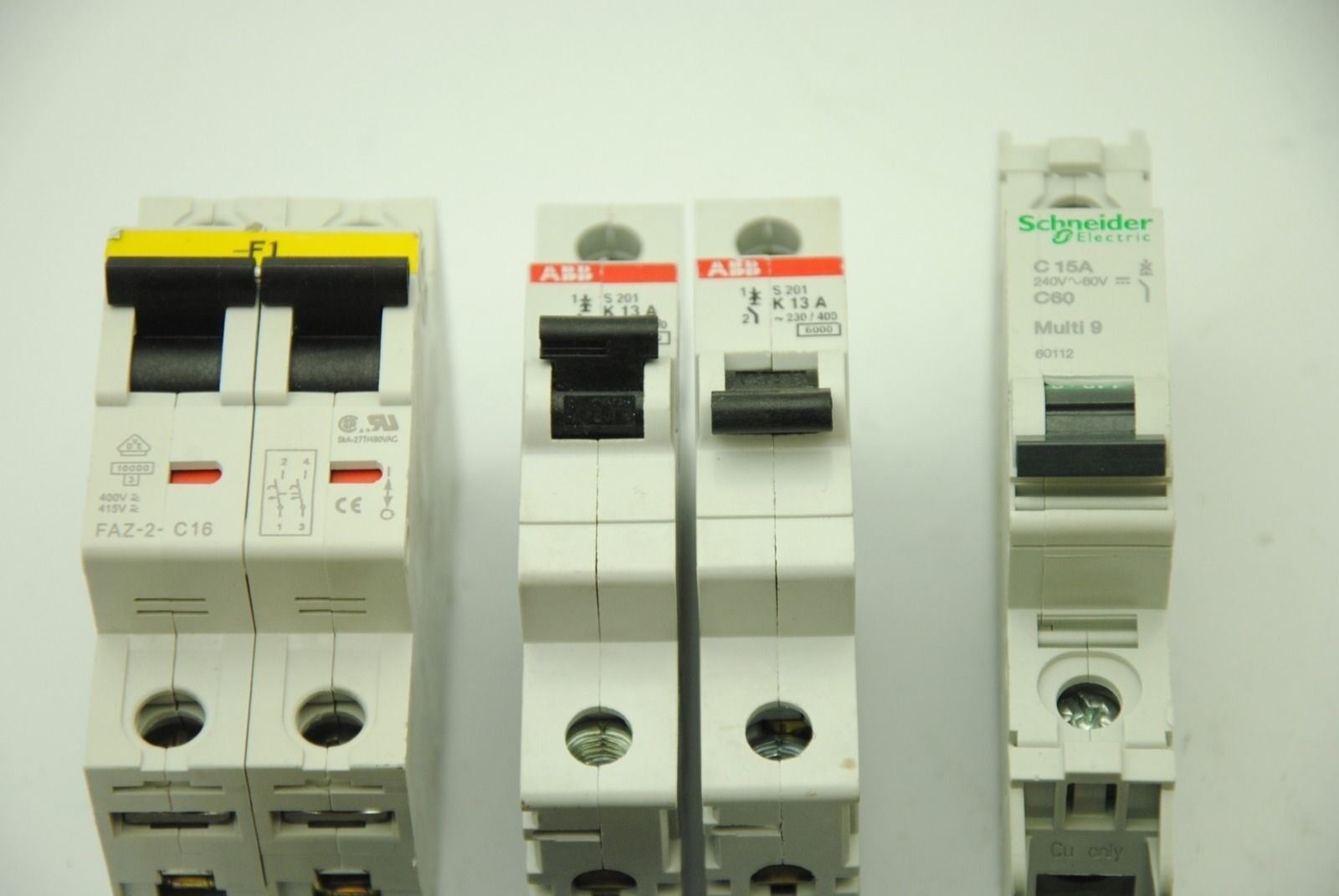 ABB, CBI, Lot of 9 Circuit Breakers, 4A-20A