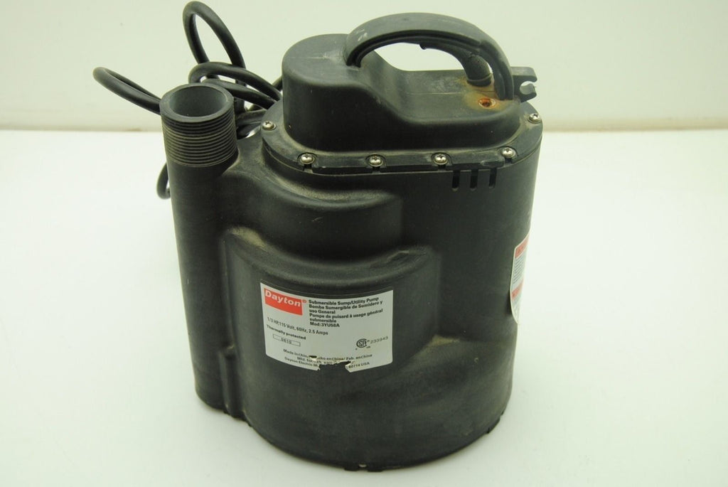 DAYTON 3YU58A Submersible Sump/Utility Pump 1/3 HP 115V 60Hz 2.5A