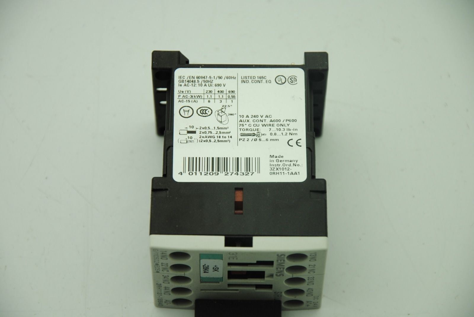 SIEMENS 3RH1131-1BB40 Control Relay w/ 3RT1916-1DGOO Surge Suppressor - Lot of 2
