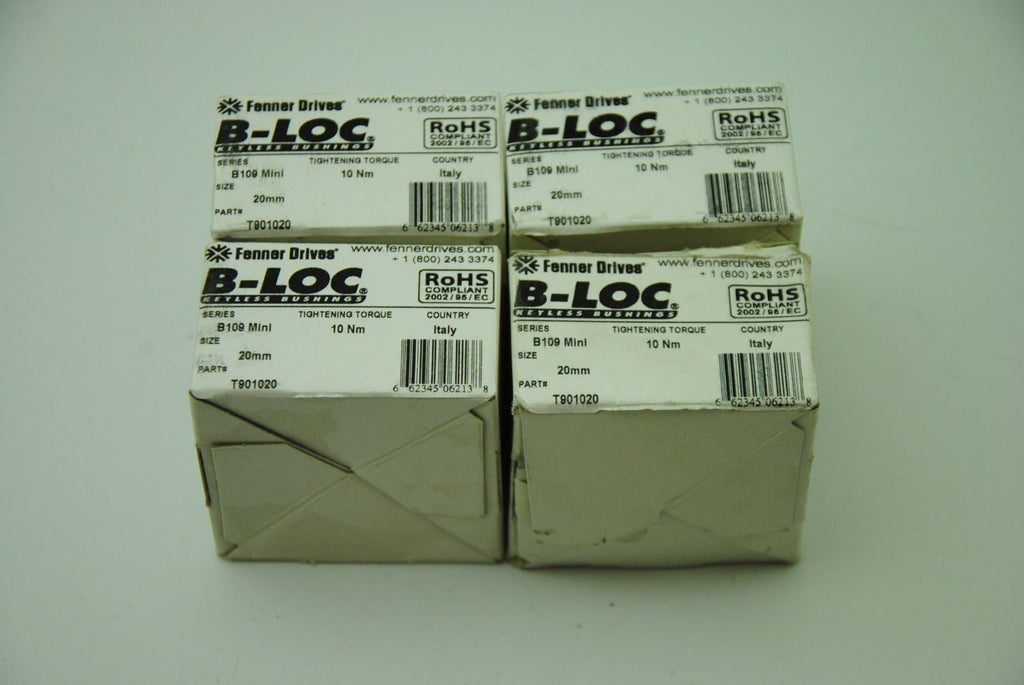 B-Loc B109 Mini 20mm #T901020, Keyless Bushing Fenner Drive, Lot of 4