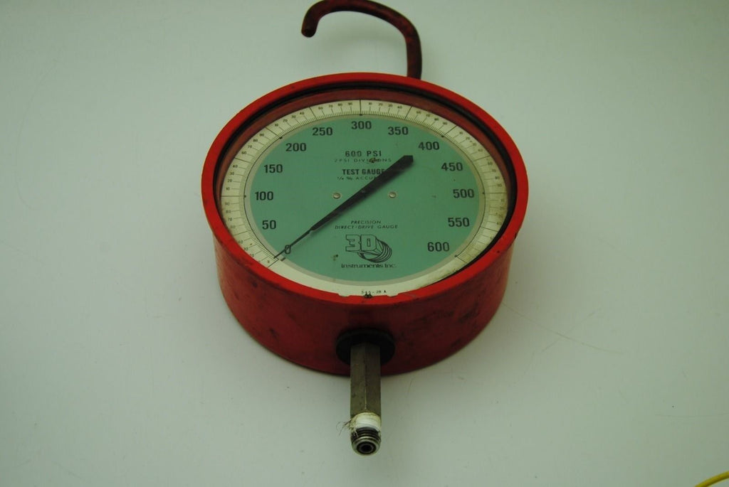 3D Instruments 25545-28B53EDY Pressure Test Gauge, 600PSI, 6.5"