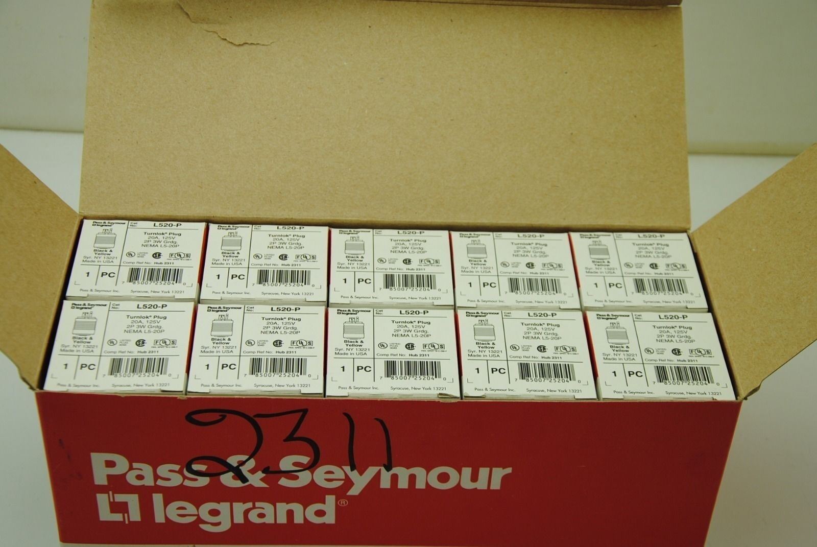 Pass & Seymour Legrand L520-P Turnlok Connector Plug 20A 125V, Lot of 10