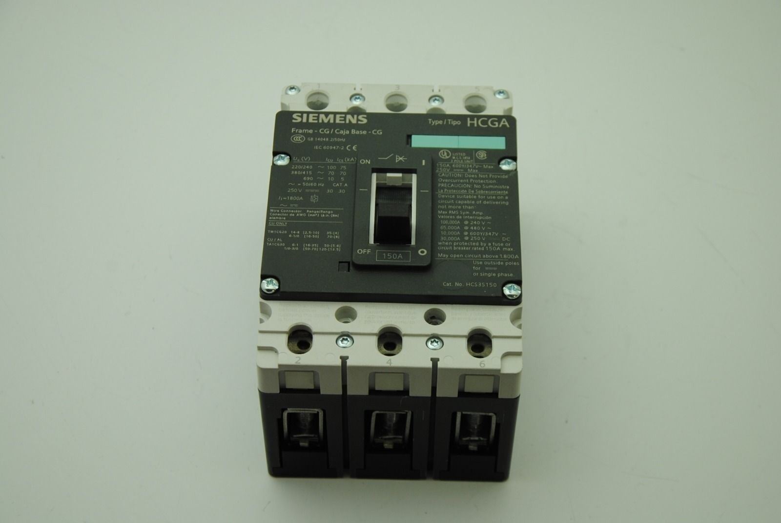 Siemens 3vl1115-2ke30-0AA0 CS3-15 CIRCUIT BREAKER VL 150X UL TYPE HCGA