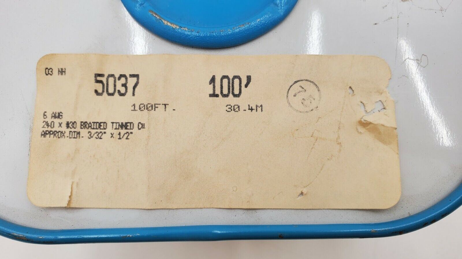 BELDEN 5037 240 x #30 Braided Tinned Copper 100 ft 6 AWG Approx. Dim. 3/32"x1/2"