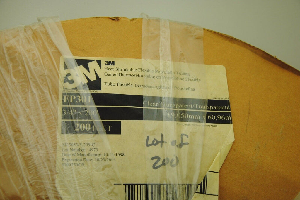 3M Heat Shrinkable Flexible Polyolefin Tubing 3/4" x 200 ft