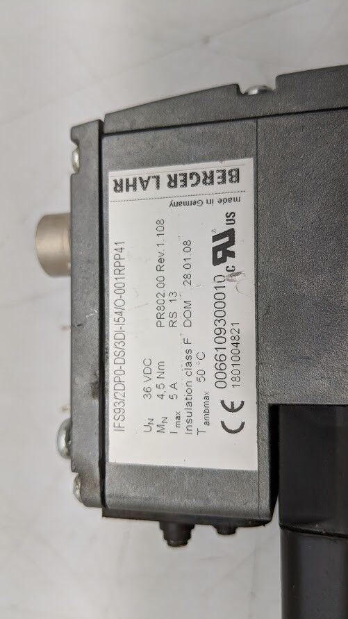 Berger Lahr IFS93/2DP0-DS/3DI-I54/O-001RPP41 Servo Motor 36VDC 5AMP 14mm Shaft