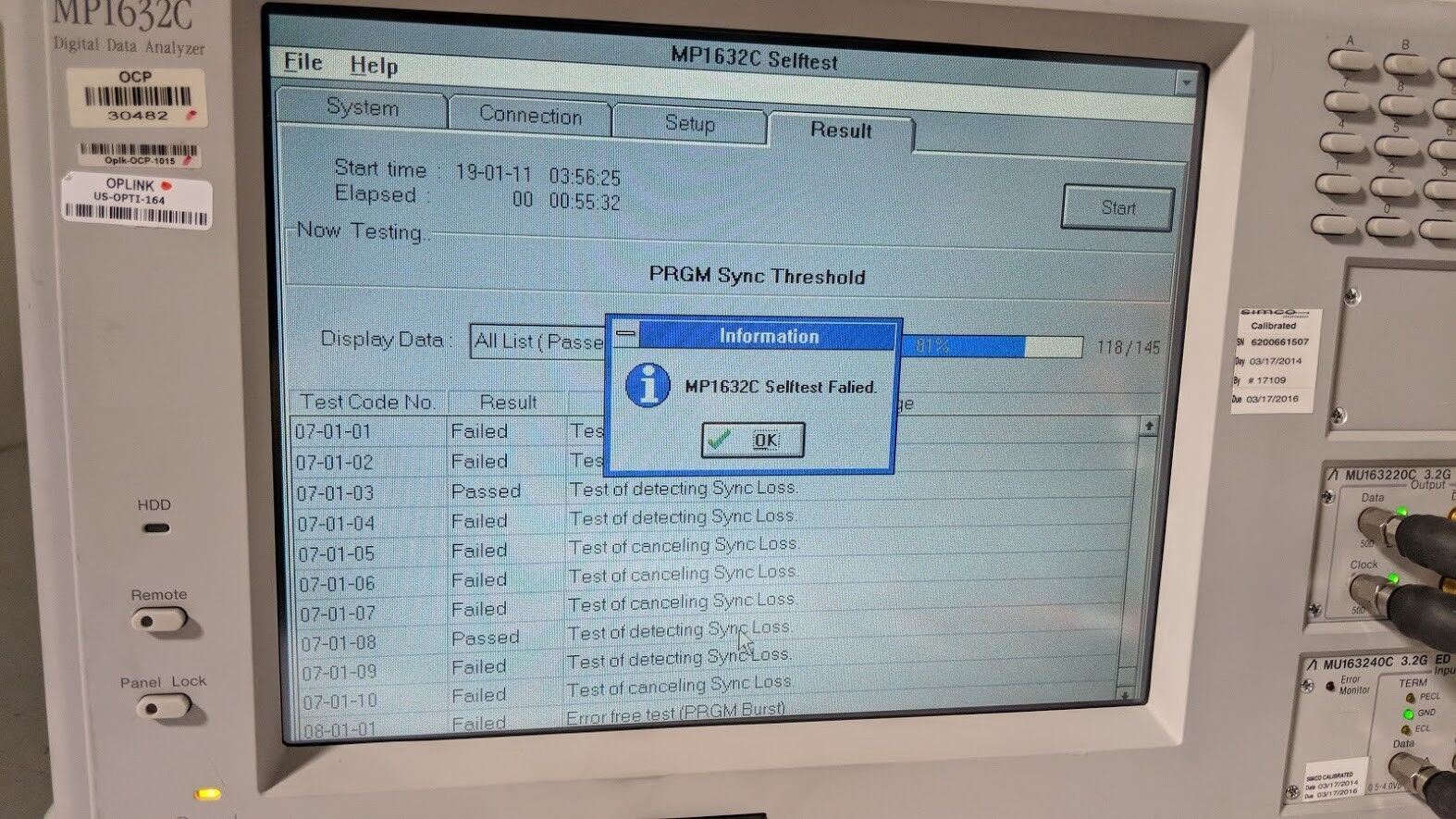 Anritsu MP1632C Digital Data Analyzer 3.2 Gb/s BERT MU163220C MU163240C Op 01 03