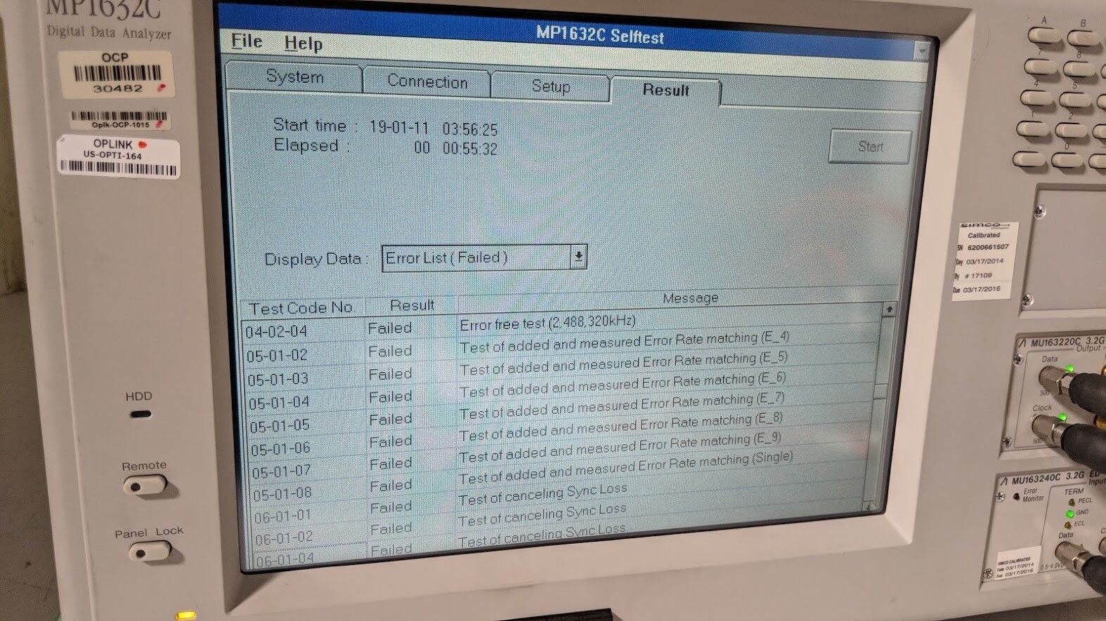 Anritsu MP1632C Digital Data Analyzer 3.2 Gb/s BERT MU163220C MU163240C Op 01 03