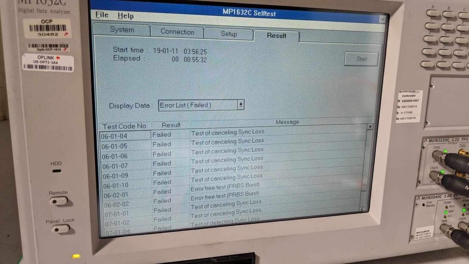 Anritsu MP1632C Digital Data Analyzer 3.2 Gb/s BERT MU163220C MU163240C Op 01 03