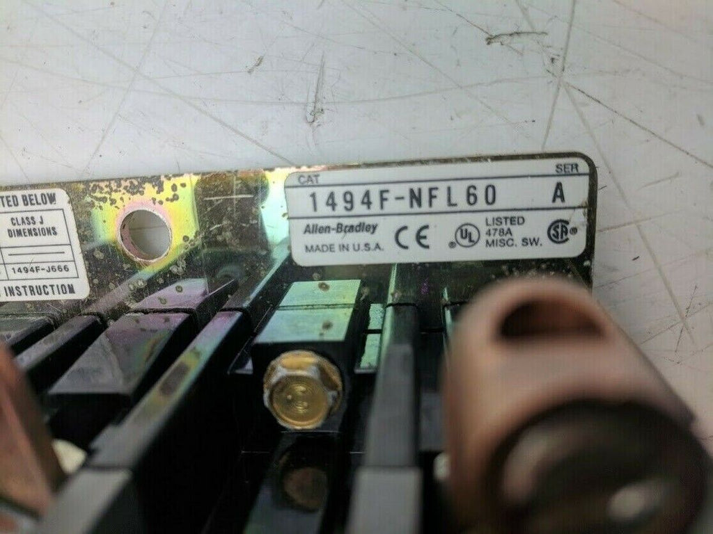 Allen Bradley 1494F-NFL60 Fuseable Disconnect with X-402028 3x LPJ-50SP Fuses