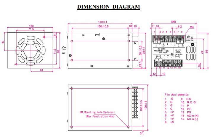 ETA-USA Power Source WRF24SX Switching Power Supply 300W 24VDC 14A
