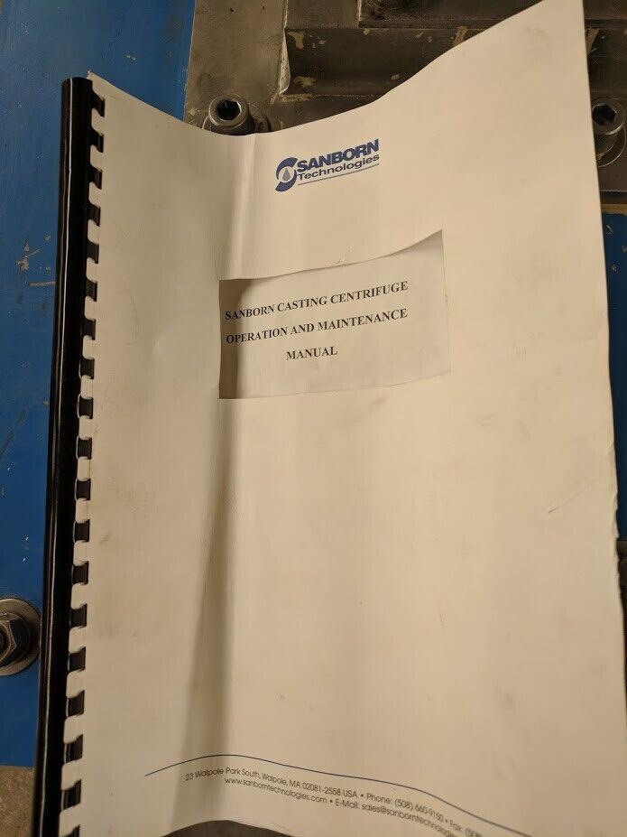 Sanborn Vertical Casting Centrifuge For Iridium Oxide Casting Free Freight