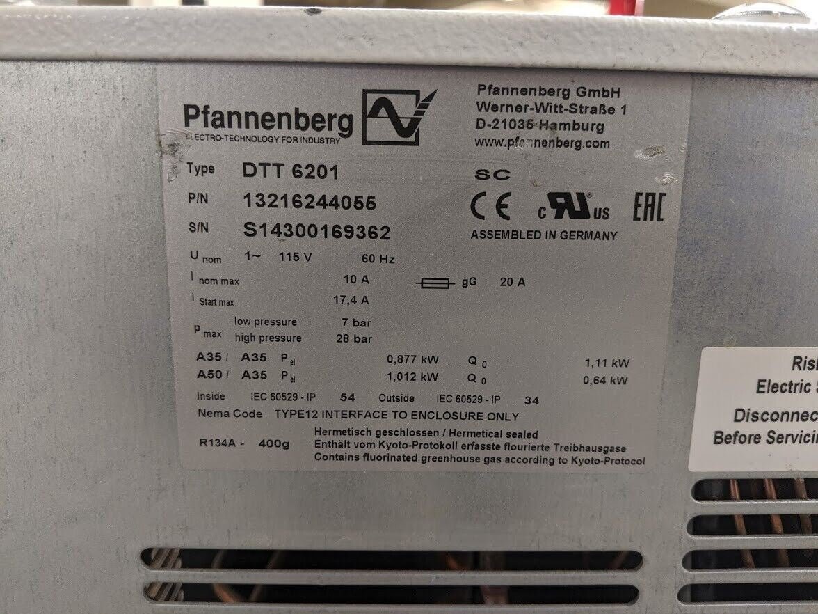 Pfannenberg Cabinet Air Conditioner DDT 6201 Top Mounted Cooling Unit 1000W 120V