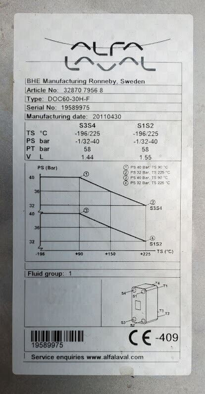 ALFA LAVAL 32870 7956 8 Brazed Plate Heat Exchanger DOC60-30H-F