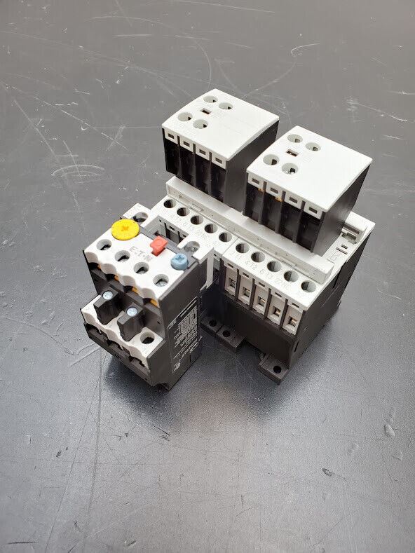 2x Eaton DILM9-01 24V Coil 3PH 690V 5A Contactor ZB12-1 Overload Relay +2x XHI20