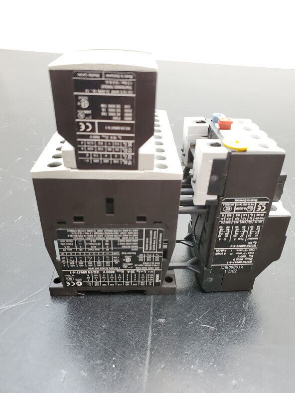 2x Eaton DILM9-01 24V Coil 3PH 690V 5A Contactor ZB12-1 Overload Relay +2x XHI20
