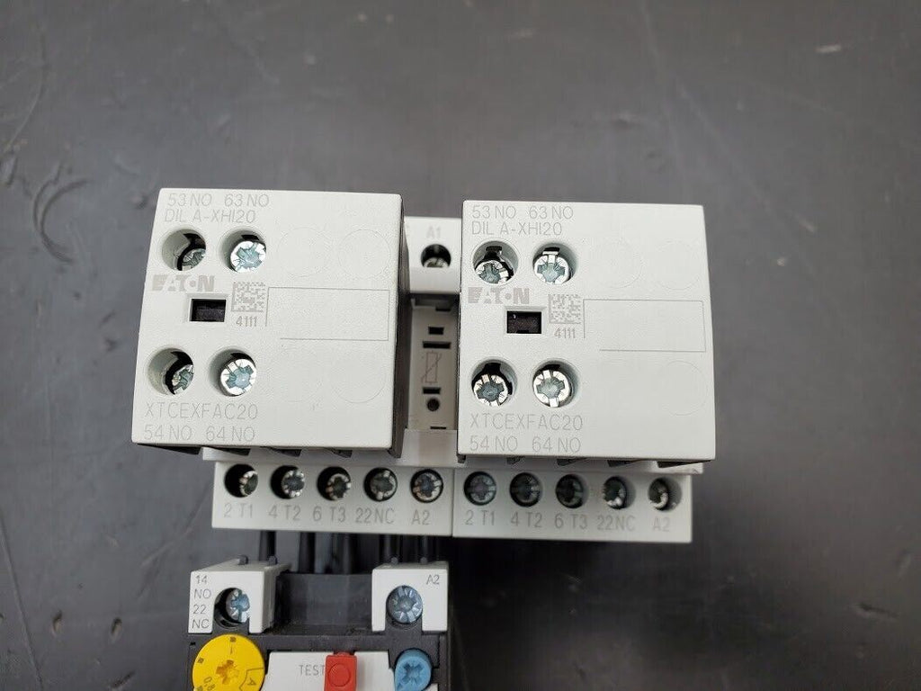 2x Eaton DILM9-01 24V Coil 3PH 690V 5A Contactor ZB12-1 Overload Relay +2x XHI20