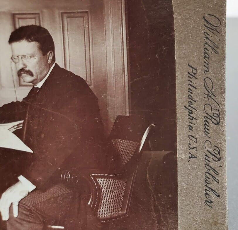 RARE Stereoview Theodore Roosevelt President Stereograph by William H Rau 1903