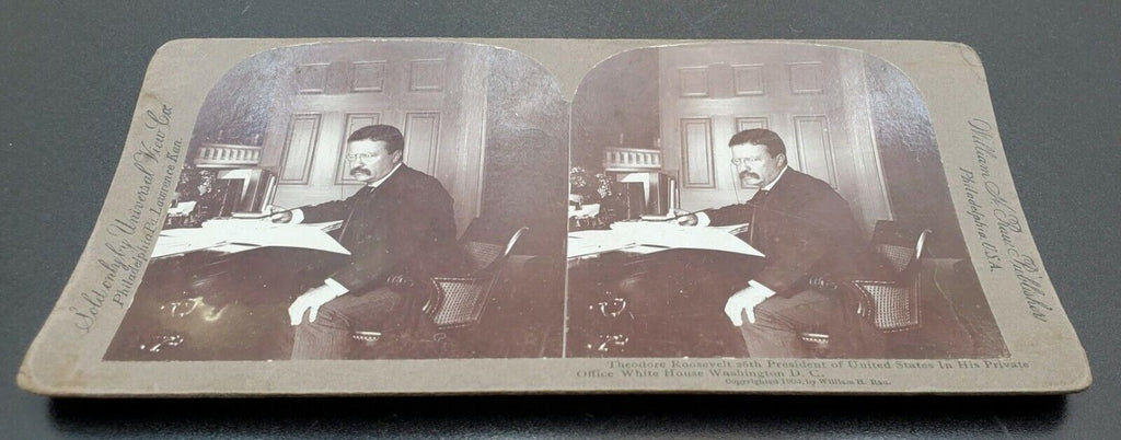RARE Stereoview Theodore Roosevelt President Stereograph by William H Rau 1903