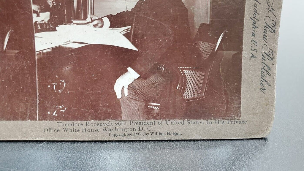 RARE Stereoview Theodore Roosevelt President Stereograph by William H Rau 1903