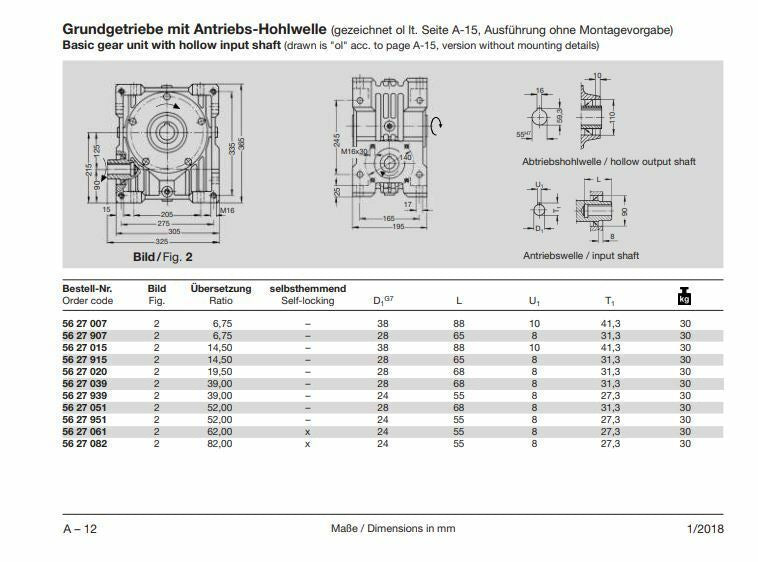 ATLANTA Rack and Pinion Right Angle Worm Gear Drive Box 56 27 051 52:1 Ratio