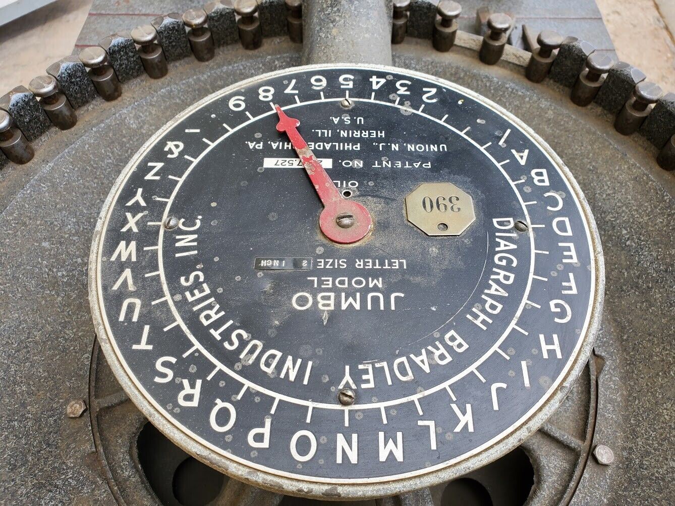 Diagraph Bradley Industries Jumbo Model Letter Size 2" Fully Functioning, damage