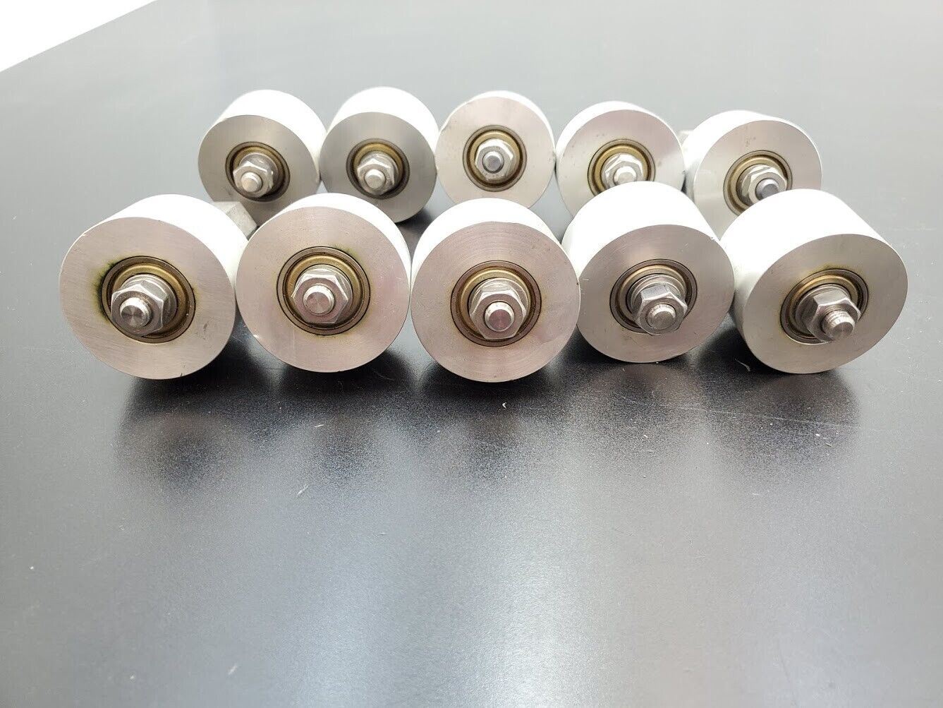 Lot of 10 NSK Aluminum 6002Z Conveyor Belt Roller 2.30" 1.30" M12x1.75 Stud