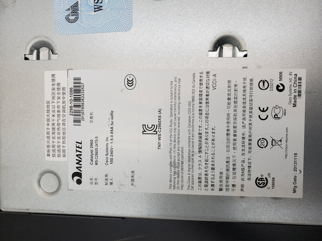 Cisco WS-C2960S-24TS-S - 24 Port Gigabit LAN Lite Switch