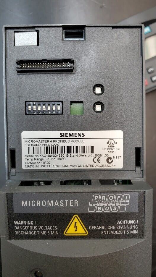Siemens Micromaster 420 Drive 6SE6420-2AB15-5AA1 w/ 6SE6400-1PB00-0AA0 & Panel