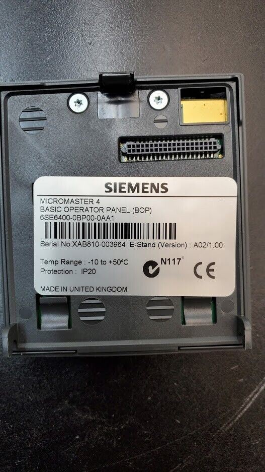 Siemens Micromaster 420 Drive 6SE6420-2AB15-5AA1 w/ 6SE6400-1PB00-0AA0 & Panel