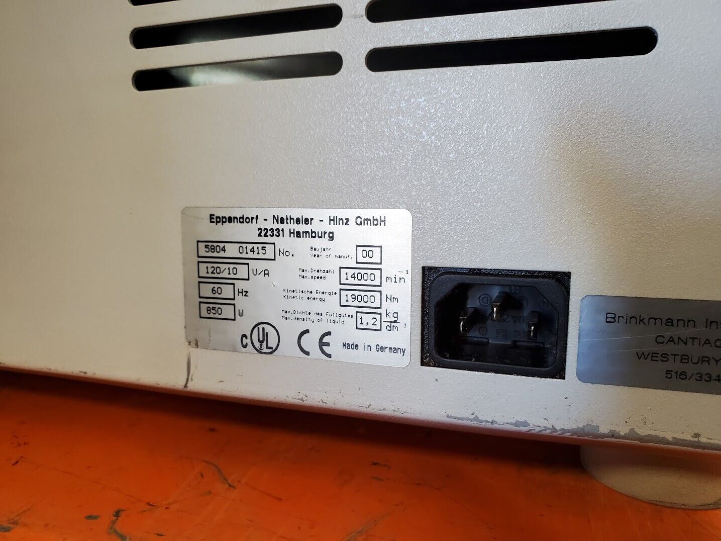 Eppendorf Centrifuge 5804 Power On Tested Motor Spins, Error 6, No rotor