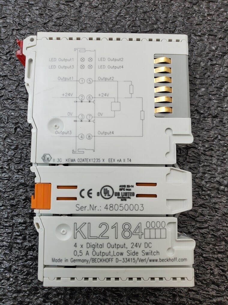 Beckhoff KL2184 4x Digital Output Module 24VDC 0.5A Out Low Side Switch KL 2184