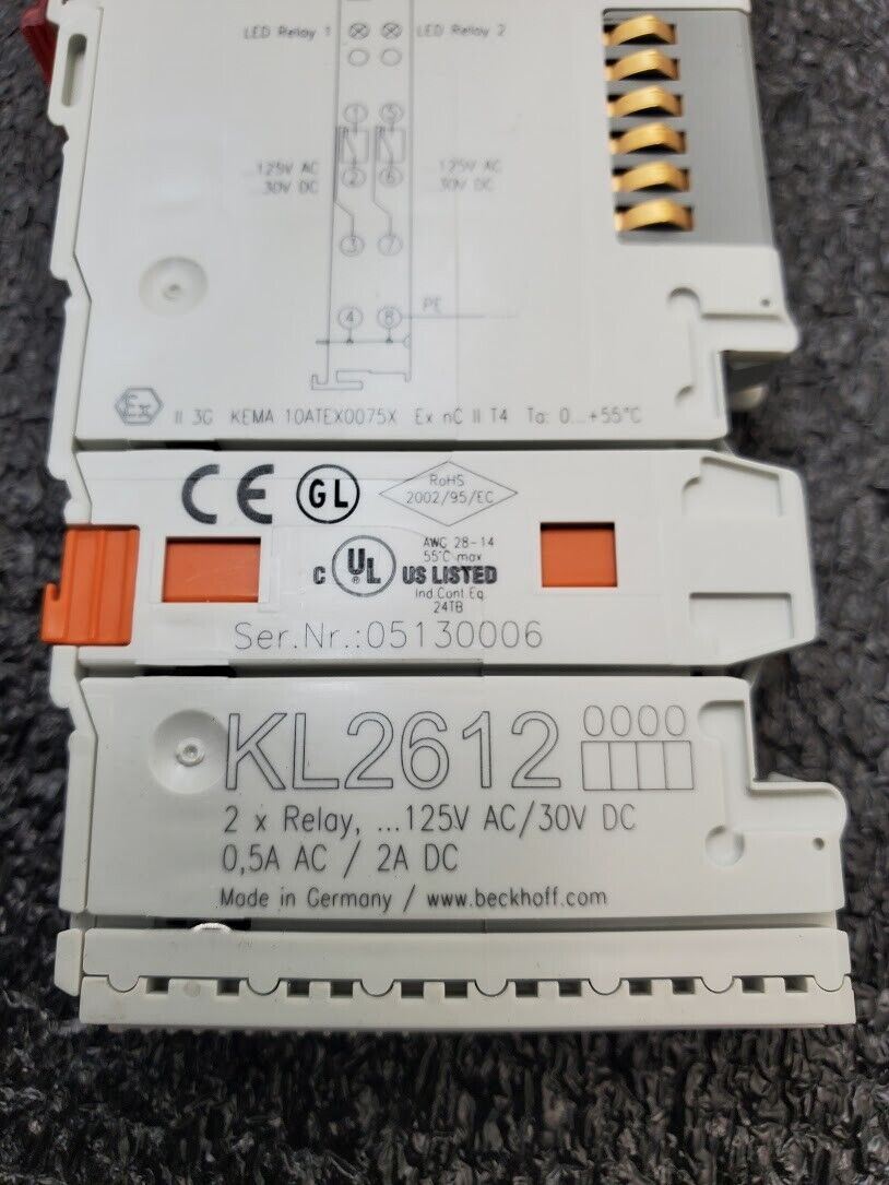 Beckhoff KL2612 2x Dual Two Relay Module 125VAC 0.5A, 30VDC 2A