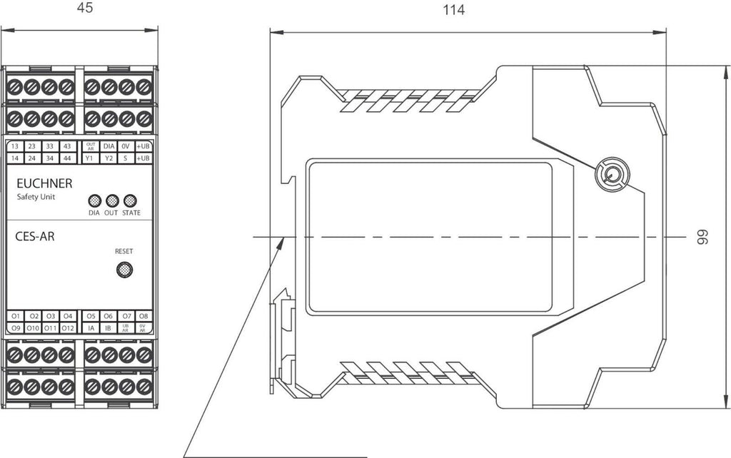 Euchner CES-AR-AES-12, CESARAES12  Safety Unit DIN Rail 4x Safety Relays