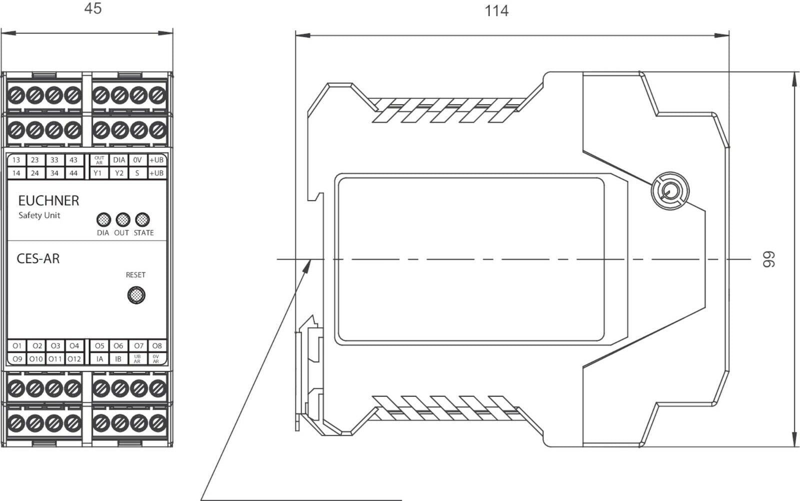Euchner CES-AR-AES-12, CESARAES12  Safety Unit DIN Rail 4x Safety Relays