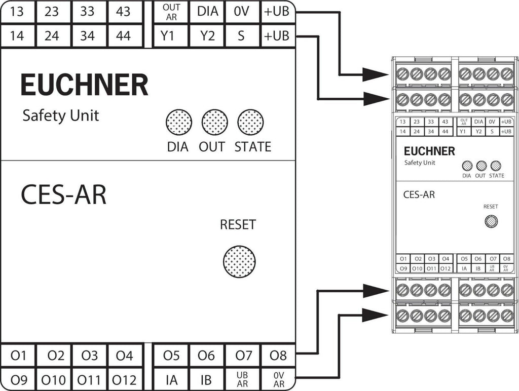 Euchner CES-AR-AES-12, CESARAES12  Safety Unit DIN Rail 4x Safety Relays