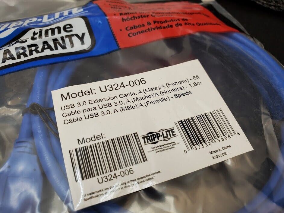 TRIPP-LITE U324-006 USB 3.0 Extension Cable, A (Male) / A (Female) 6 feet NEW