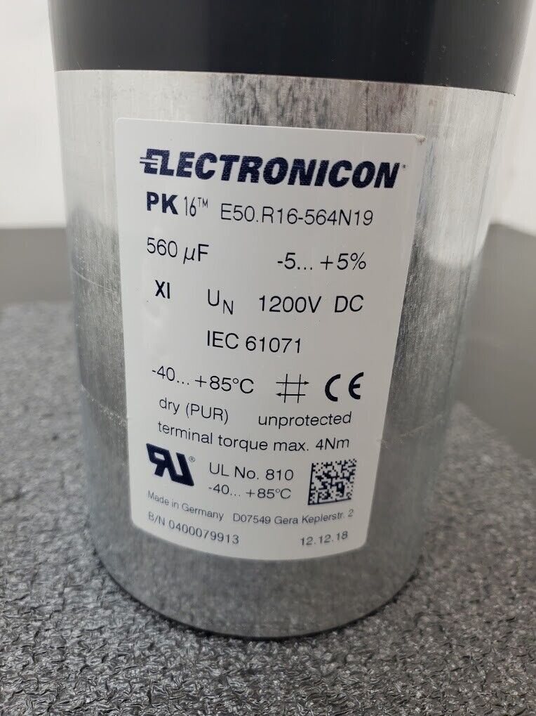 Electronicon PK16 E50.R16-564N19 DRY Cylindrical Power Capacitor 1200VDC 560 uF
