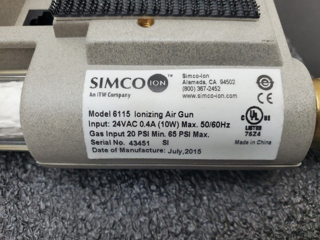 Simco 6115 AirForce Ionizing Air Blow-Off Cleaning Nozzle Gun 20-60 PSI Tested