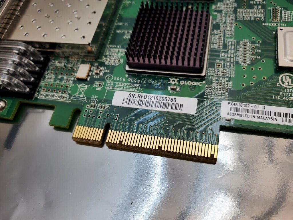 Quad Port QLogic QLE2564 FC HBA PCI-E Fiber Channel 4 Port + 4x 8Gb Transceivers