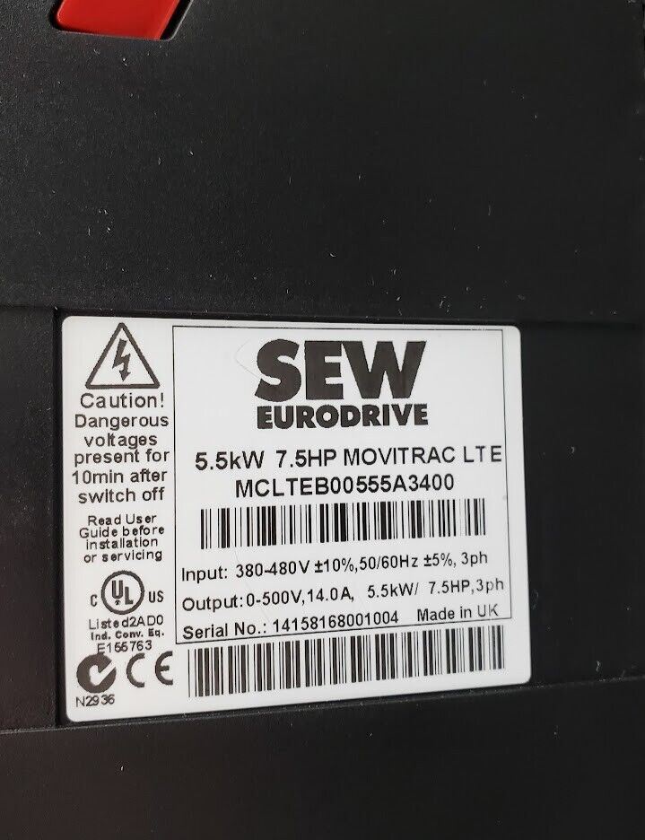 SEW EURODRIVE LTE-B+ Basic Frequency Inverter MCLTEB00555A3400 5.5kW 7.5HP IP20