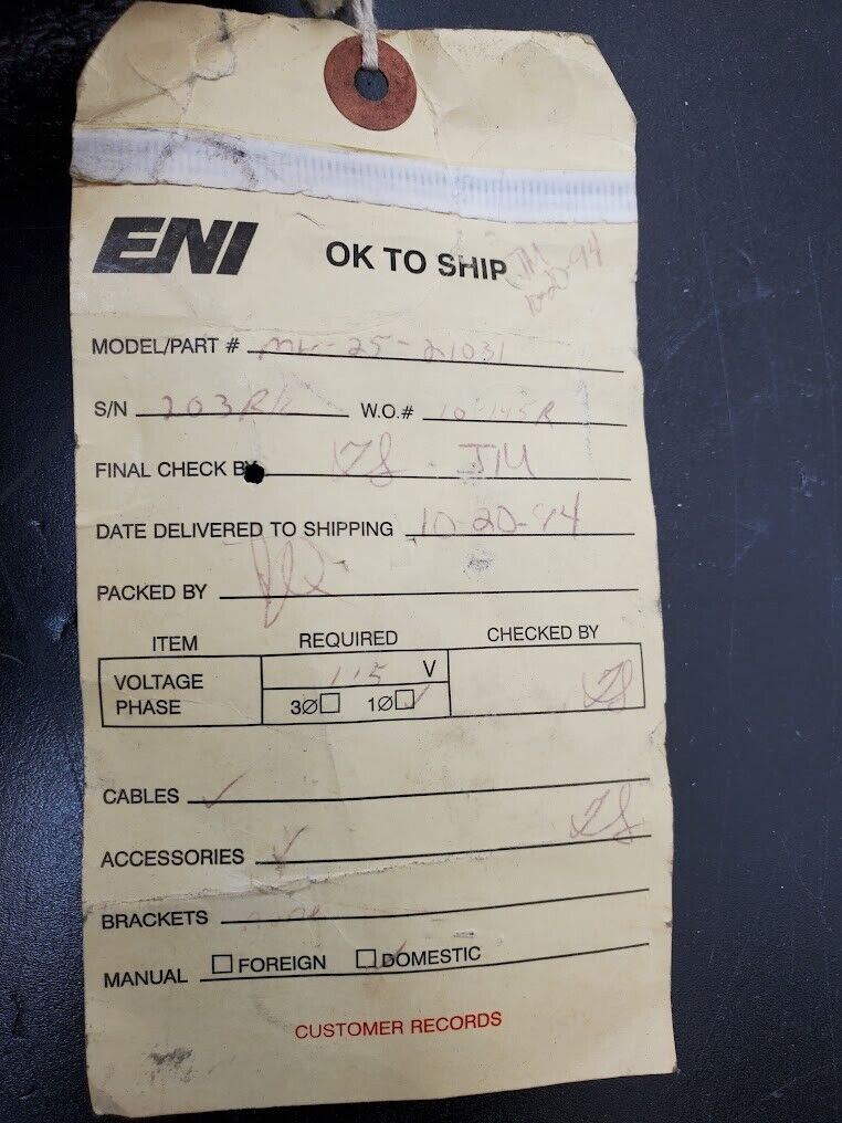 ENI Matchwork MW-25 RF Impedance Matching Network & Controller MW-25-21031