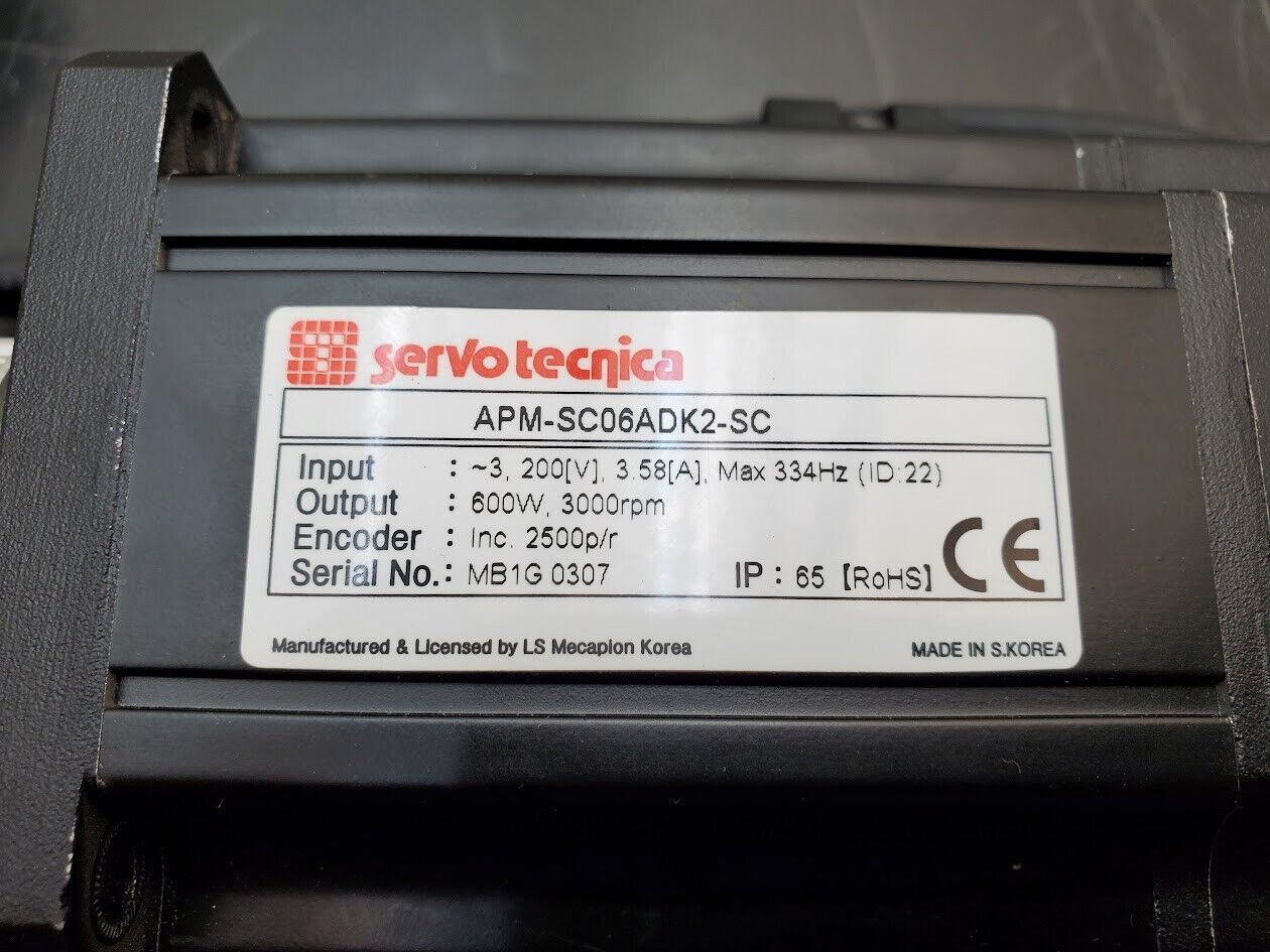 Servo Tecnica 600W 3000RPM Servo Motor APM-SC06ADK2-SC 2500ppr Encoder