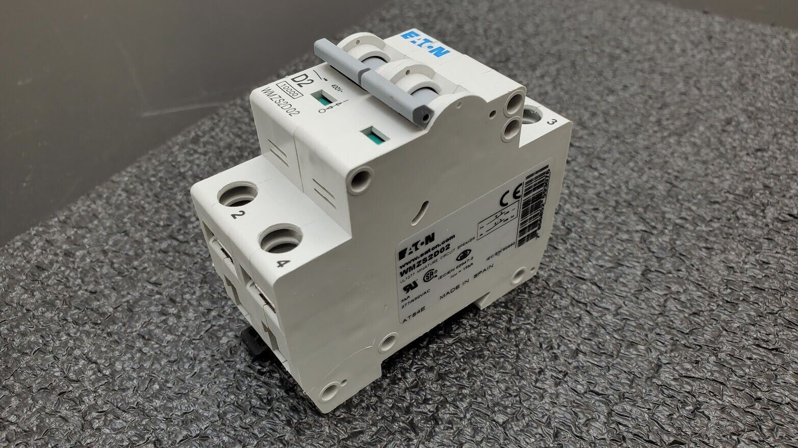 Eaton D2 WMZS2D02 DIN Rail Supplementary Protector 2A 277/480V AC 2 Pole D Curve