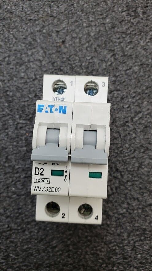 Eaton D2 WMZS2D02 DIN Rail Supplementary Protector 2A 277/480V AC 2 Pole D Curve