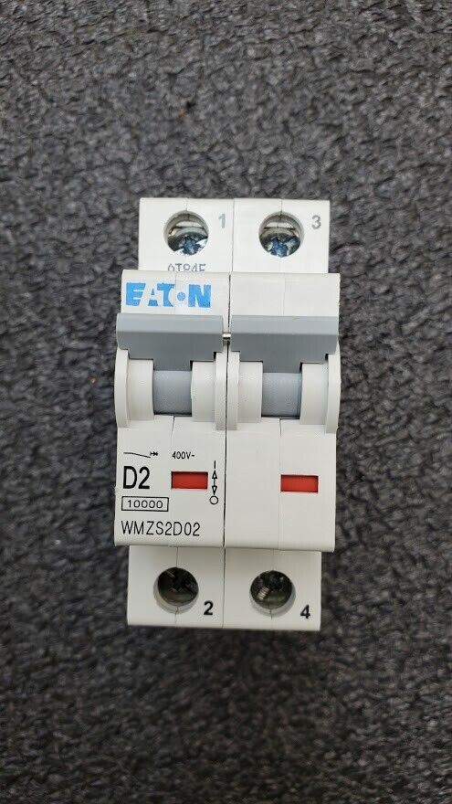 Eaton D2 WMZS2D02 DIN Rail Supplementary Protector 2A 277/480V AC 2 Pole D Curve